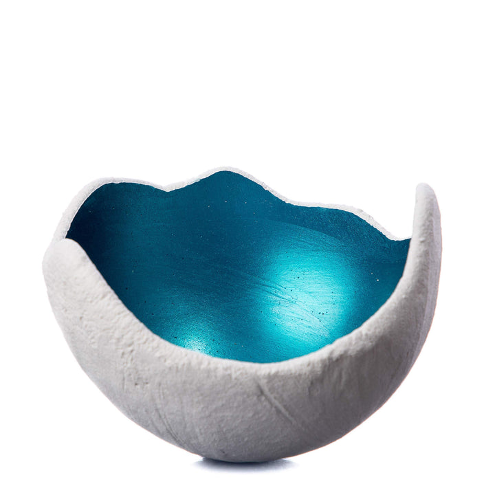 Lichtschale petrol - S (15cm) - Beton weiss - Unikat handmade - Windlicht - Geburtstagsgeschenk - De
