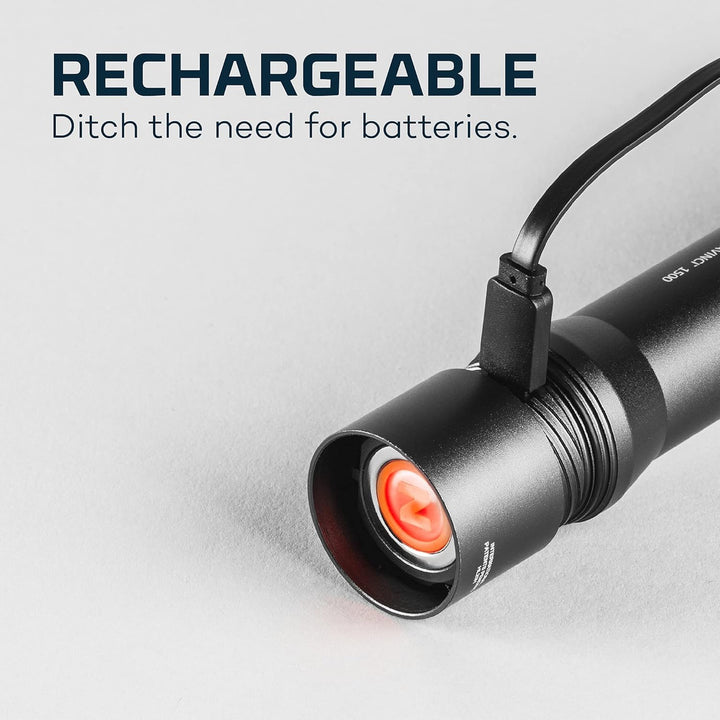 NEBO DaVinci 1500 Lumen | Schwarze LED-Taschenlampe | 18650 Akku mit Powerbank, NEB-FLT-0019-G