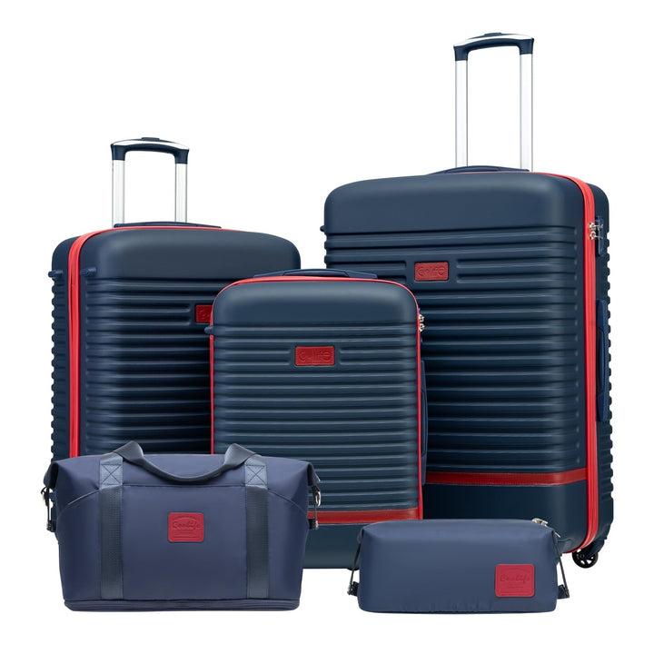 COOLIFE Koffer Set 5-TLG: S+M+L + Reisetasche | ABS Hartschale Leicht, 360° Räder & TSA-Schlösser Fü