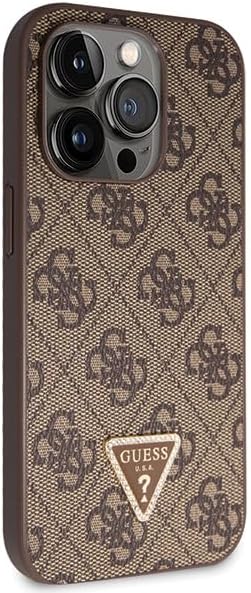 Guess GUHCP14LP4TDSCPW Hülle für iPhone 14 Pro 6.1" braun hardcase Crossbody 4G Metal Logo