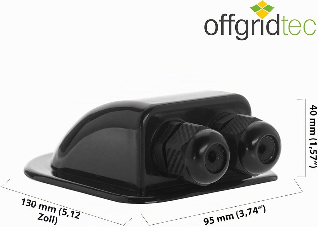 Offgridtec© Dachdurchführung 2-Fach Schwarz für Kabelaussendurchmesser 3-12mm für Wohnmobil Caravan