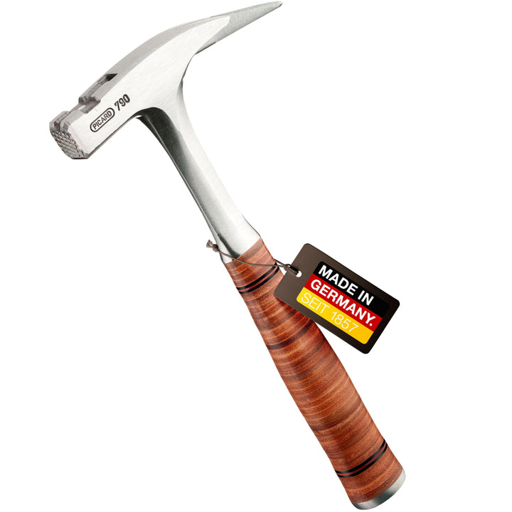 PICARD Ganzstahl-Latthammer Nr. 790 geraut | Magnetischer Nagelhalter | Ledergriff aus verwindungssi