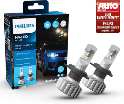 Philips Ultinon Pro6000 Boost H4-LED Scheinwerferlampe mit Strassenzulassung*, 300% helleres Licht**