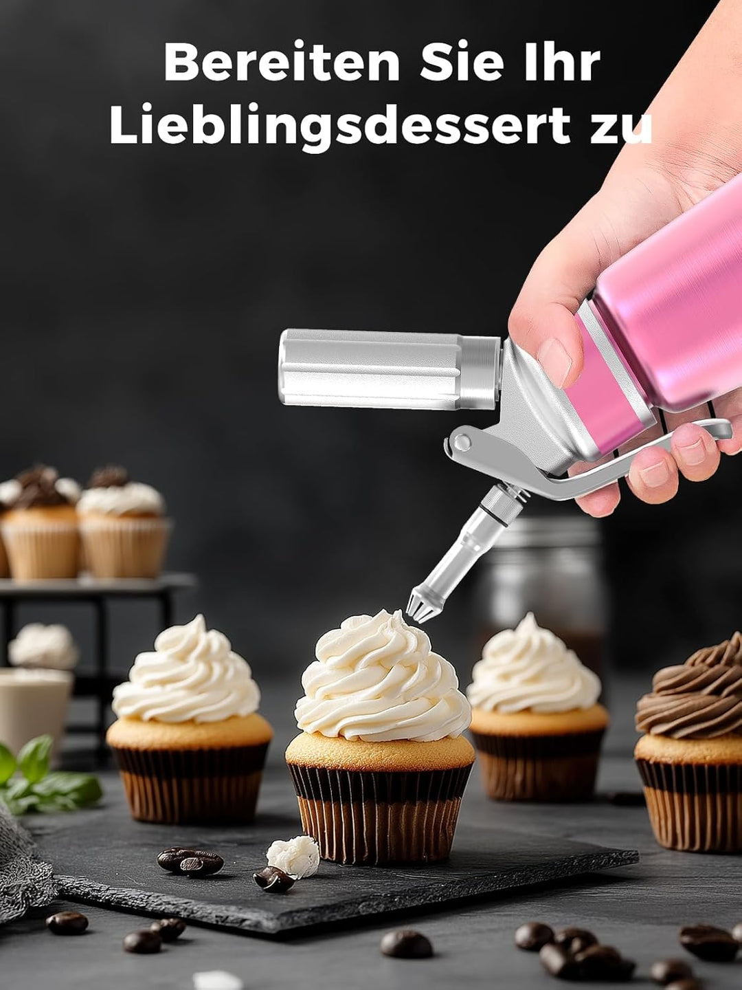 SimCoker Sahnespender 500ml, Aluminium Schlagsahnebereiter für Schlagsahne, Cremes und Sossen,Sahnes