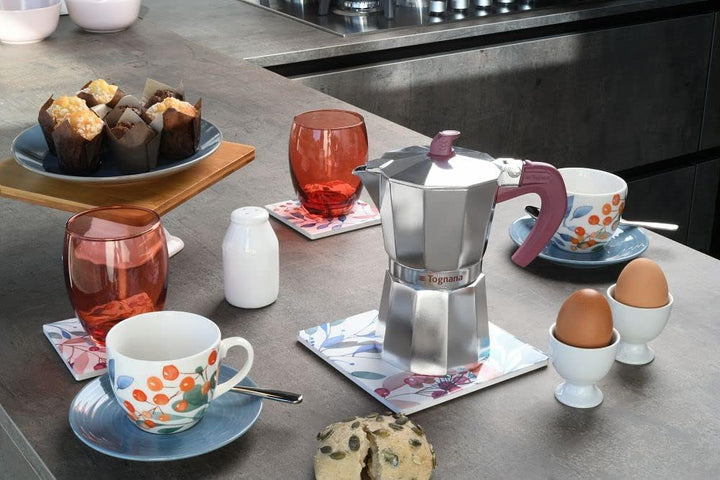 Tognana Extra Style Espressokocher für 1 Tasse, Aluminium, Grau 1 tazza Rosa, 1 tazza Rosa