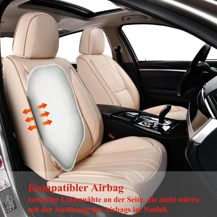 Sitzbezüge Auto Leder Komplettset, Wasserdichtes Sitzbezüge Vorne und Hinten 5 Stück, Universell Sit
