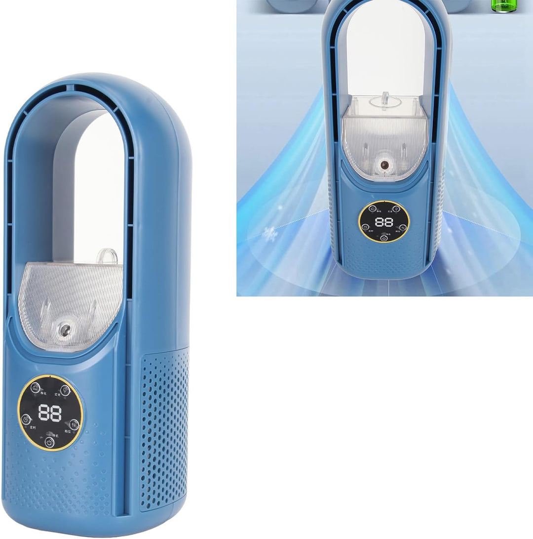 Flügelloser Tischventilator, Flügelloser Ventilator mit USB-betriebenem LED-Licht, 6 Geschwindigkeit