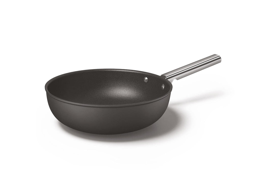 Smeg, CKFW3001BLM, Antihaft-Wok, Durchmesser 30 cm, ergonomischer Edelstahlgriff, für alle Herdarten