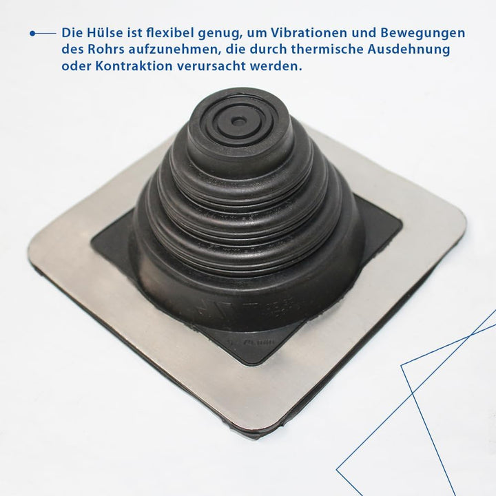Rohrmanschette Nr. 1 - eckig schwarz, Rohrdurchführung aus EPDM