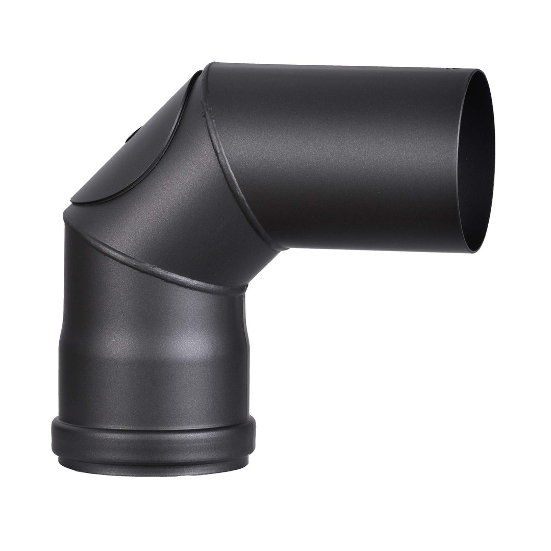 FIREFIX R80/B90T Pelletofenrohr-Bogen aus 1,2 mm starken Stahl in 80 mm Durchmesser, für Pelletöfen