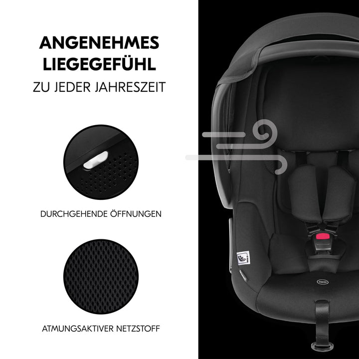 hauck Drive N Care, Schwarz - i-Size Babyschale ab Geburt für Babys mit Körpergrösse von 40-87 cm in