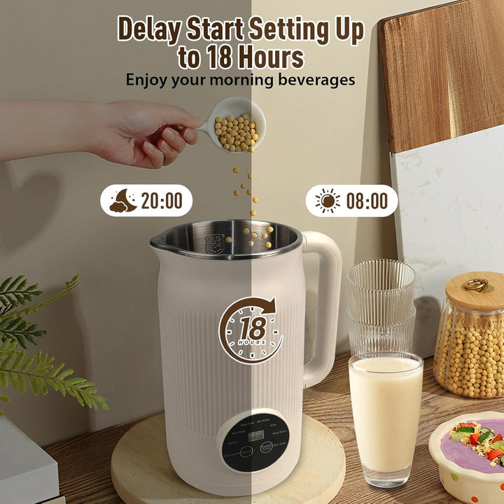 Sojamilch Hersteller 1200ml, Nussmilchmaschine 8 Modi, Automatische Mandelmilchmaschine mit Verzöger