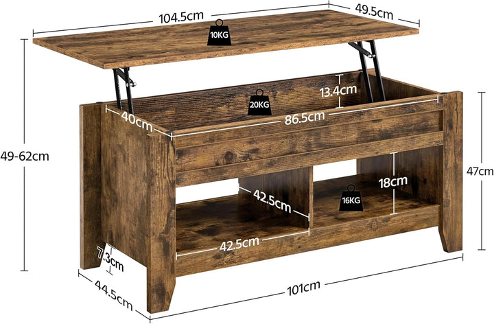 Yaheetech Couchtisch Höhenverstellbar Kaffeetisch Wohnzimmertisch mit Ablagefach Holz Sofatisch Beis