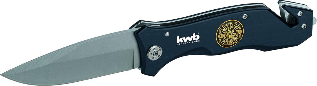 kwb Rettungsmesser mit Gurtschneider und Glasbrecher, extra scharf, Notfall-Messer mit 90 mm Klinge