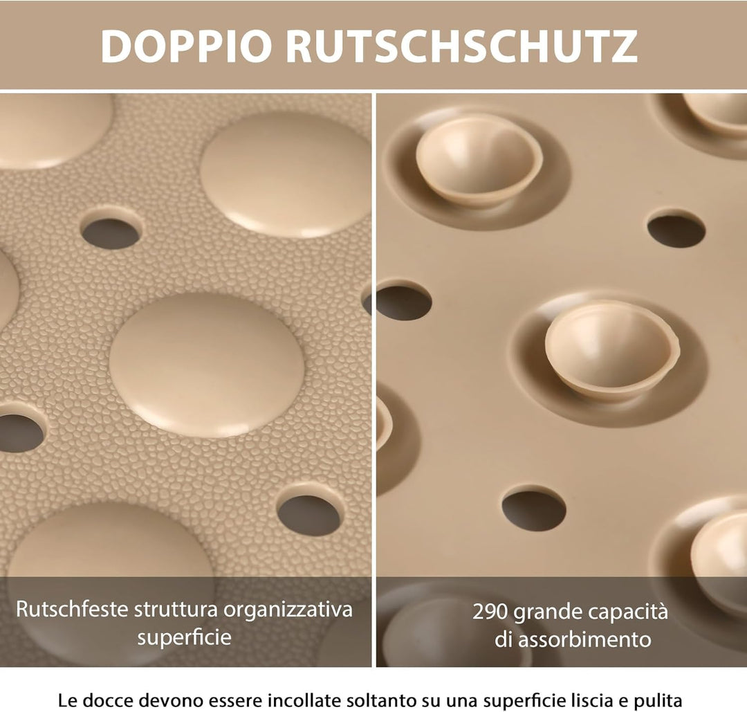 Gross Duschmatte rutschfest 60x90cm: Weich TPE Duscheinlage mit Ablauflöchern und Saugnäpfen - Antir