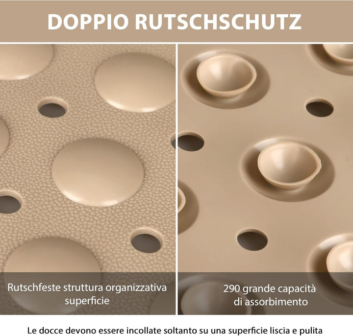 Gross Duschmatte rutschfest 60x90cm: Weich TPE Duscheinlage mit Ablauflöchern und Saugnäpfen - Antir