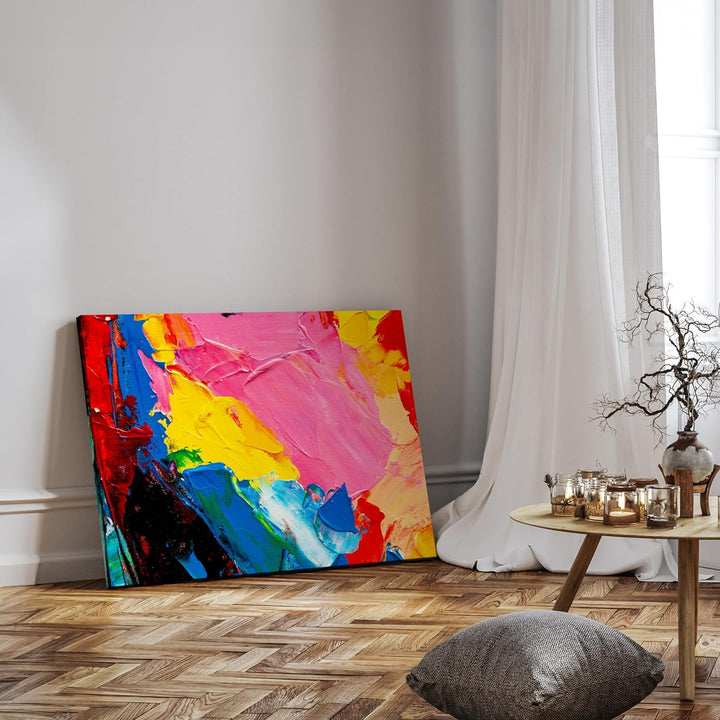 wandmotiv24 Leinwandbild Malerei, 100x75cm, Querformat, Bunt, Abstrakt, Deko, Bilder auf Leinwand, W