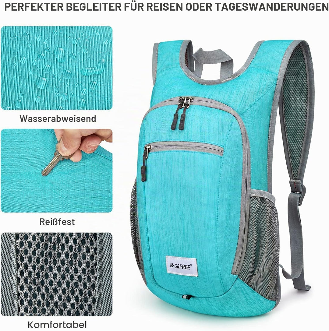 G4Free 10/15/20L Faltbarer Rucksack Klein, Wanderrucksack Leicht, Tagesrucksack Damen Herren für Wan
