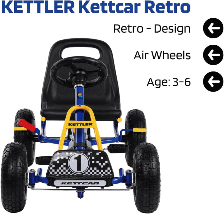 KETTLER Kettcar Retro I Retro Design I ab 3 Jahren I 2-Fach Verstellbarer Sitz I Handbremse I Luftbe