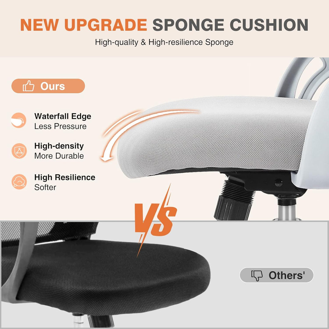 Sweetcrispy Büro-Computer-Schreibtischstuhl, ergonomischer Mid-Back Mesh Rollstuhl mit Rollen, beque