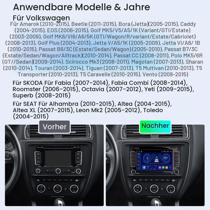 XTRONS Android Autoradio für VW T5 Golf 5 6 Passat B7 Polo, 7 Zoll IPS Bildschirm 8-Core 4+64GB Auto