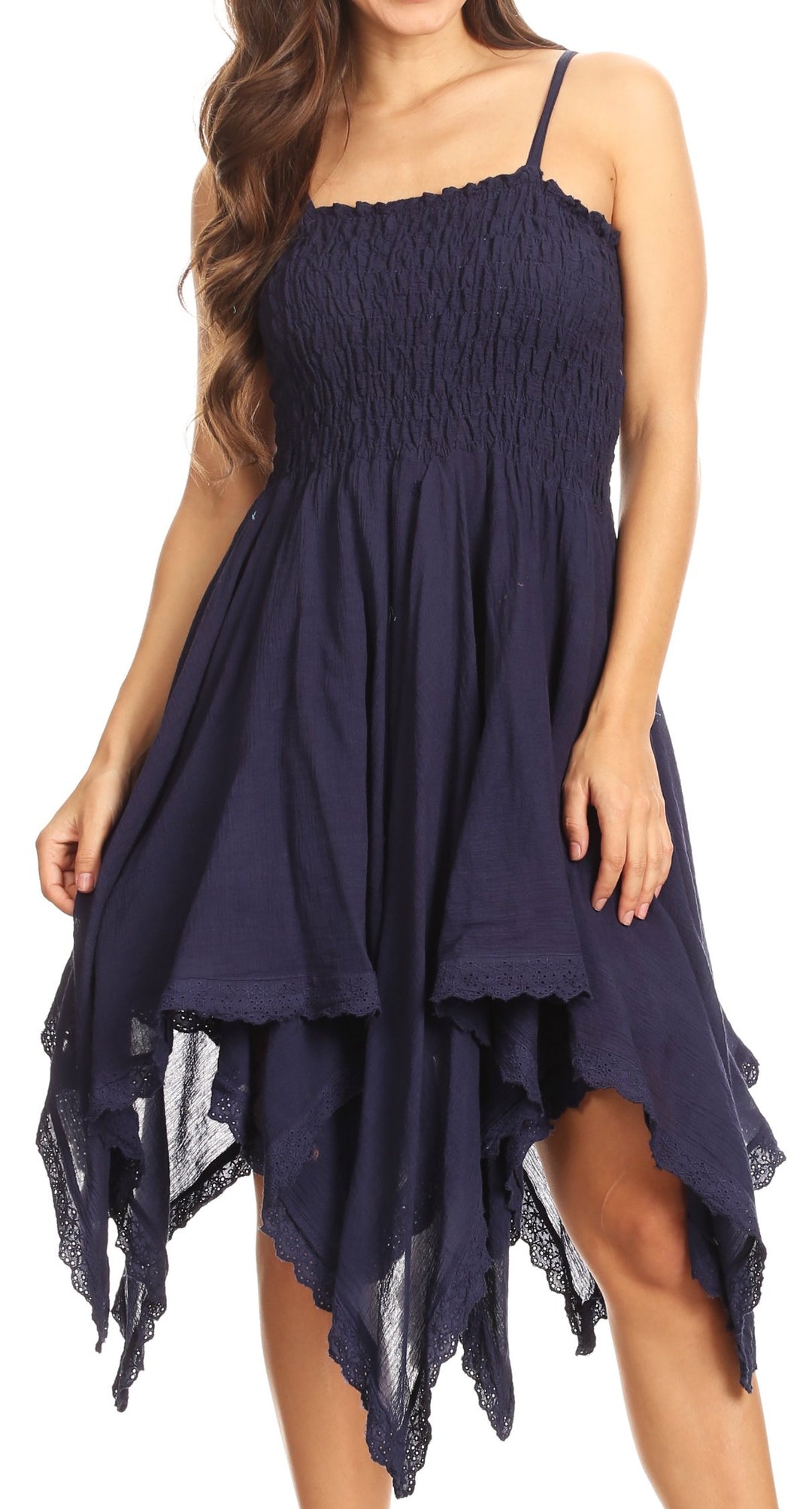 Sakkas Zendaya Stonewashed Rayon Embroiderot Floral Vine Ärmelless V-Neck Kleid XL-XXL Grosse Grösse