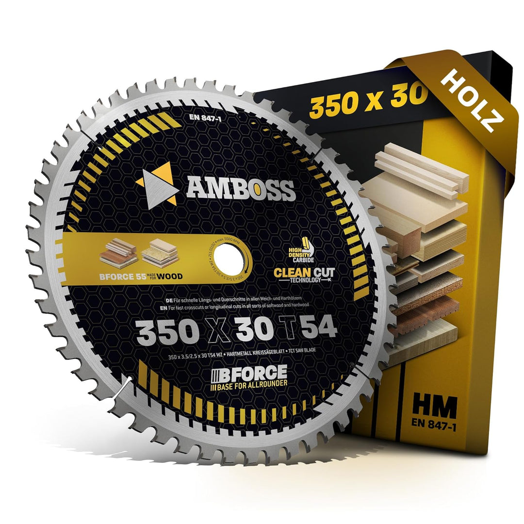 HM Kreissägeblatt 350x30 Z54 Wechselzahn für Holz - Allround. AMBOSS WERKZEUGE® Sägeblatt 350mm komp