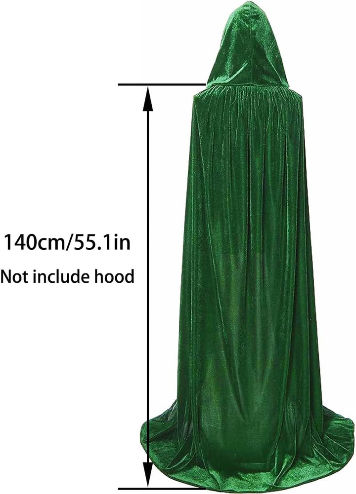 Grüner Samt Umhang mit Kapuze Kinder 140CM Samt Cape Halloween Umhang Kinder Vampir Kostüm Mädchen J