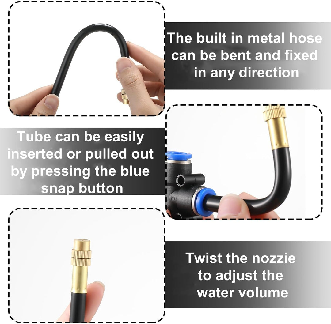 HUAZIZ 20m Pneumatik Schlauch Kit 8mm, bewässerungssystem, 360° biegbares Tropfbewässerungsset, 10St