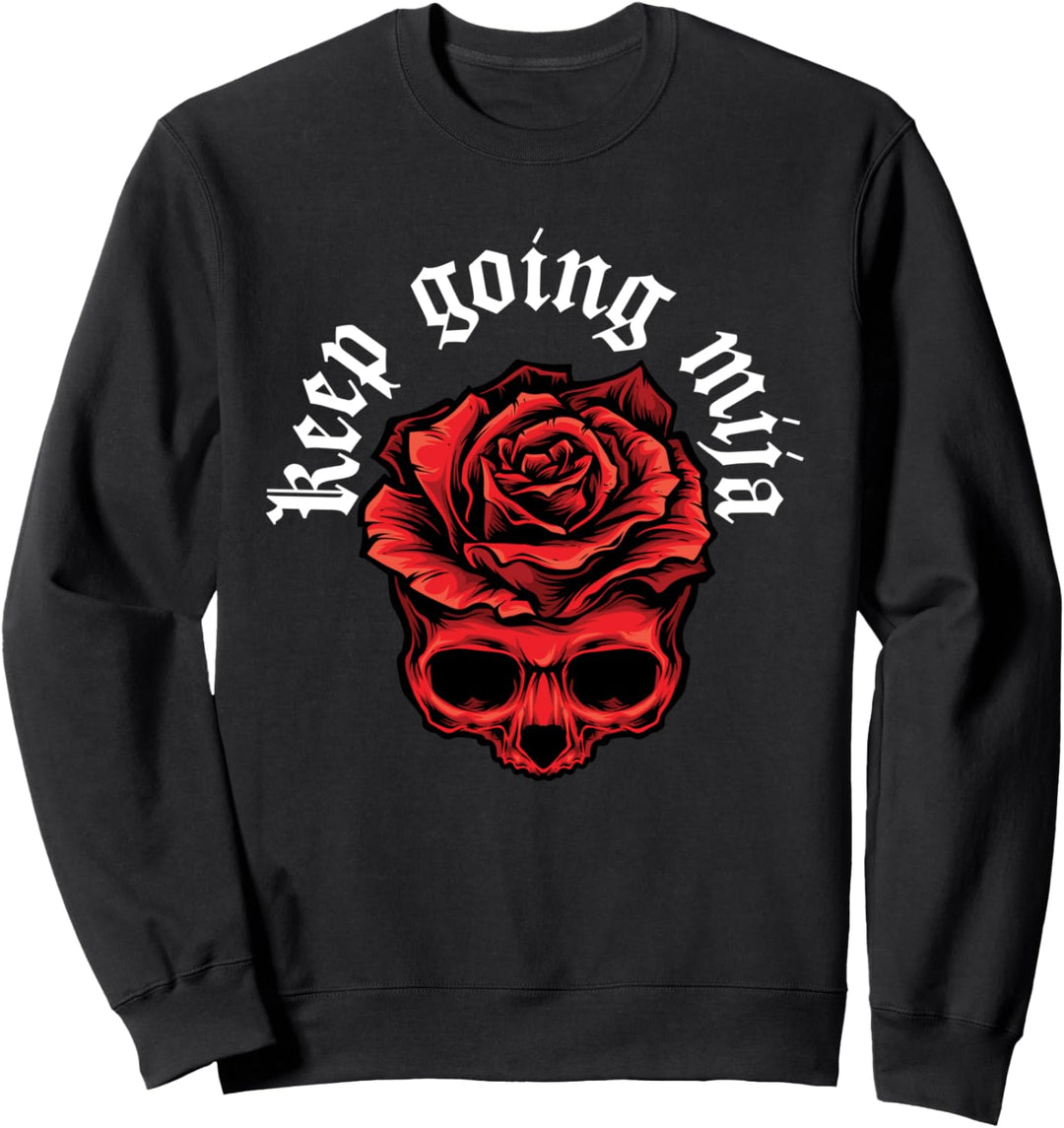 Machen Sie weiter Mija Red Skull Floral Design Sweatshirt