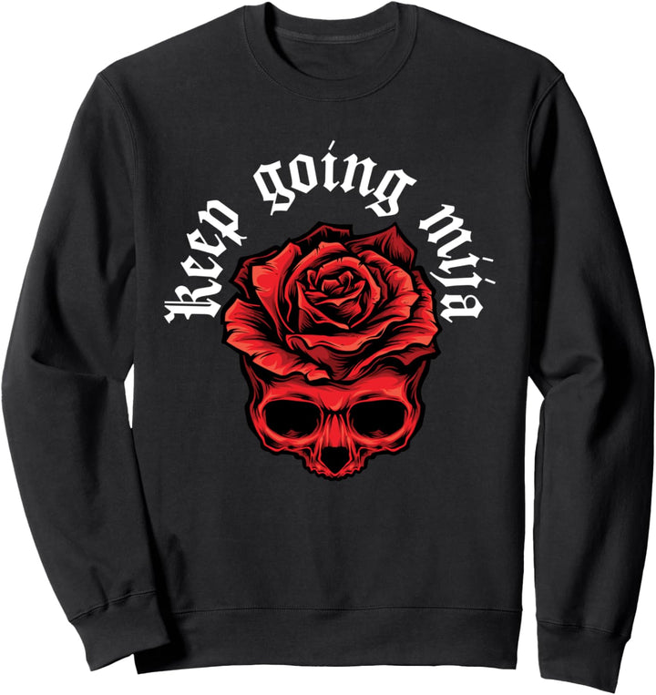 Machen Sie weiter Mija Red Skull Floral Design Sweatshirt