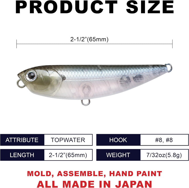 Lucky Craft Sammy 65 Topwater Angelköder, 6,3 cm, schwimmende Süsswasserforelle, Kleinmaulbarschköde