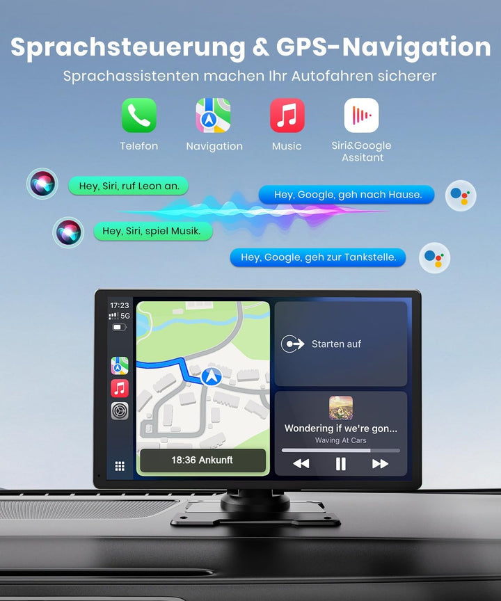 Foxpark 9.26-Zoll CarPlay Display mit IPS Touchscreen, kabelloses Apple CarPlay & Android Auto,Bluet