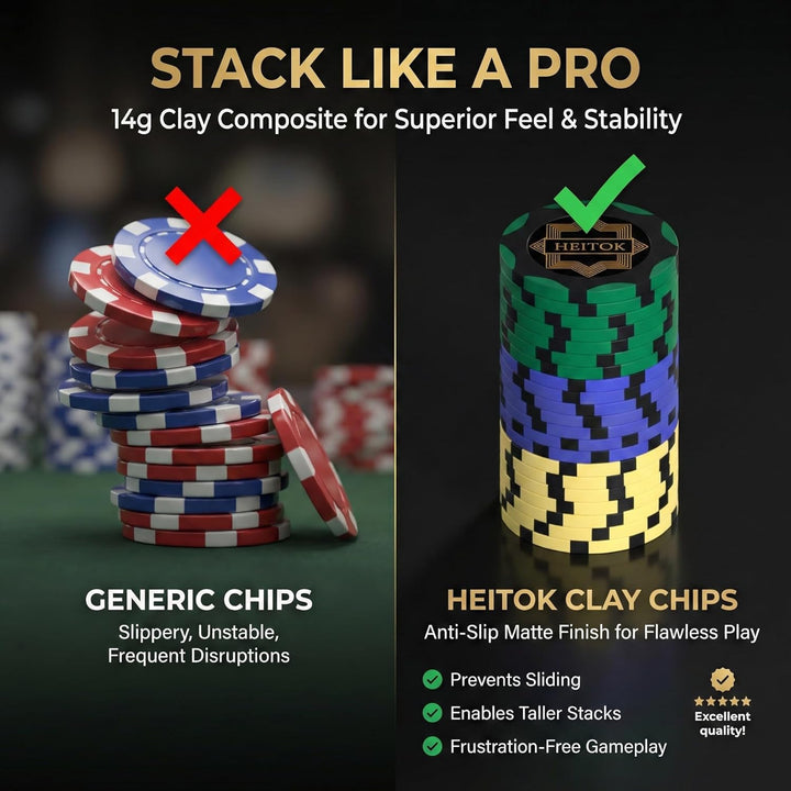 Pokerkoffer 500 Stück, Premium Poker Set im extrem stabilen Polycarbonat-Koffer (Kein Alu) – 14g Cla