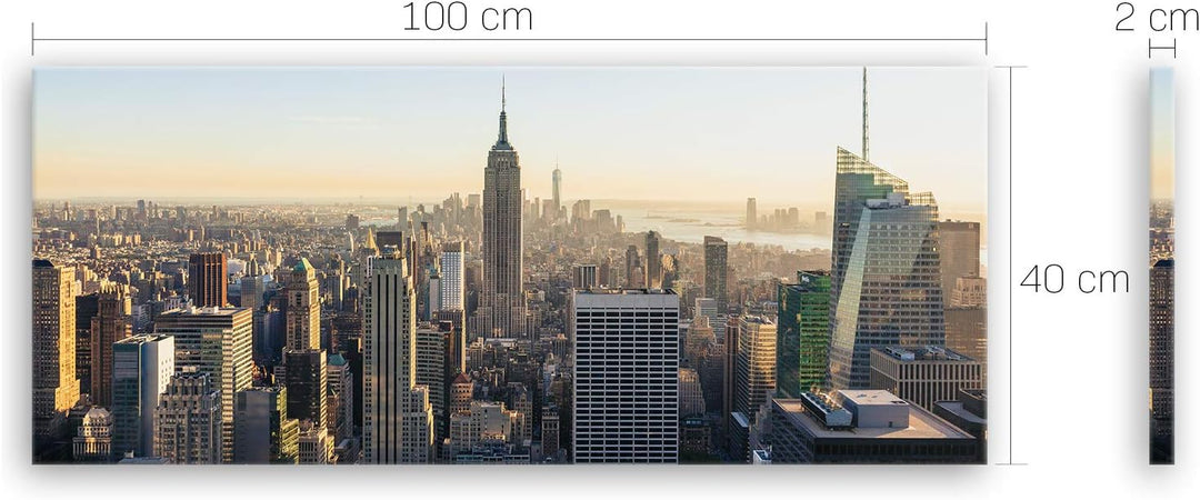 ge Bildet Bild auf Leinwand | New York City Skyline L in 100x40 cm als Panorama Wandbild | Wand-deko