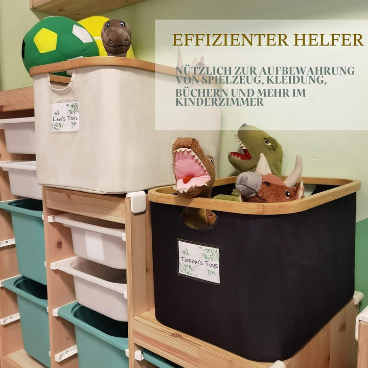 DAKCOS Aufbewahrungskorb Wäschekorb Aufbewahrungsboxen aus Bambus- Stoffboxen Kisten faltbare Körbe;