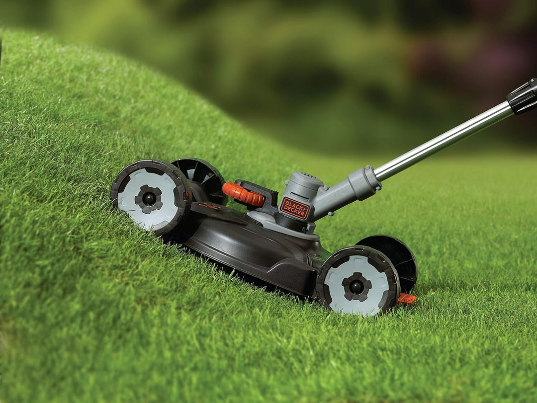 Black+Decker 3-in-1 Multi-Trimmer-Set (18V 2,0Ah, Kantenschneider, Rasentrimmer mit Rasenmäheraufsat