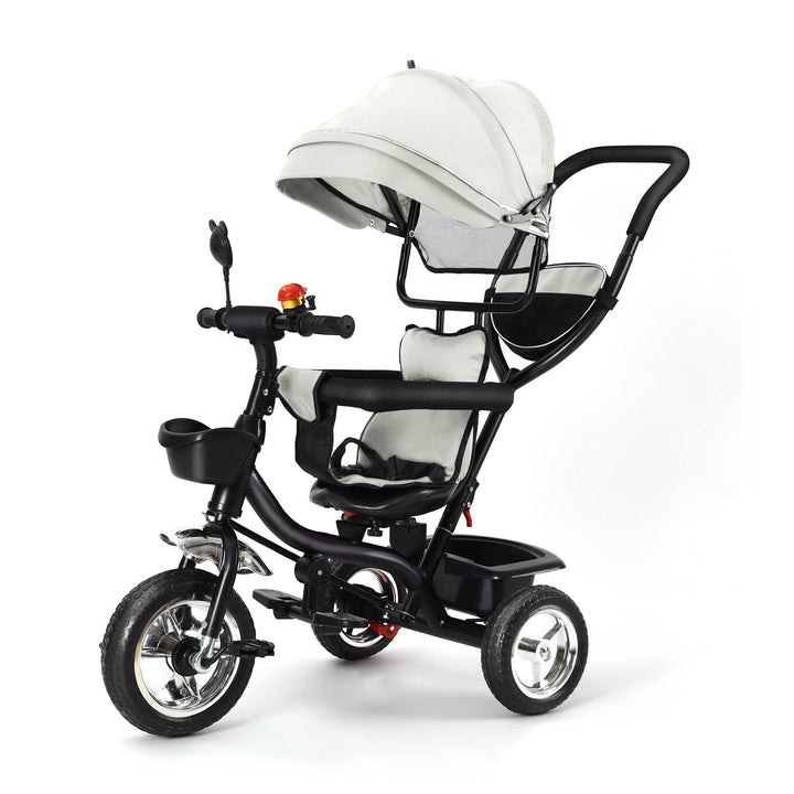 Dreirad 4 in 1 Aveo, Kinderdreirad, Jogger mit Zubehör, Klappbar, Dachfenster, Lenker, Unplattbar-Rä