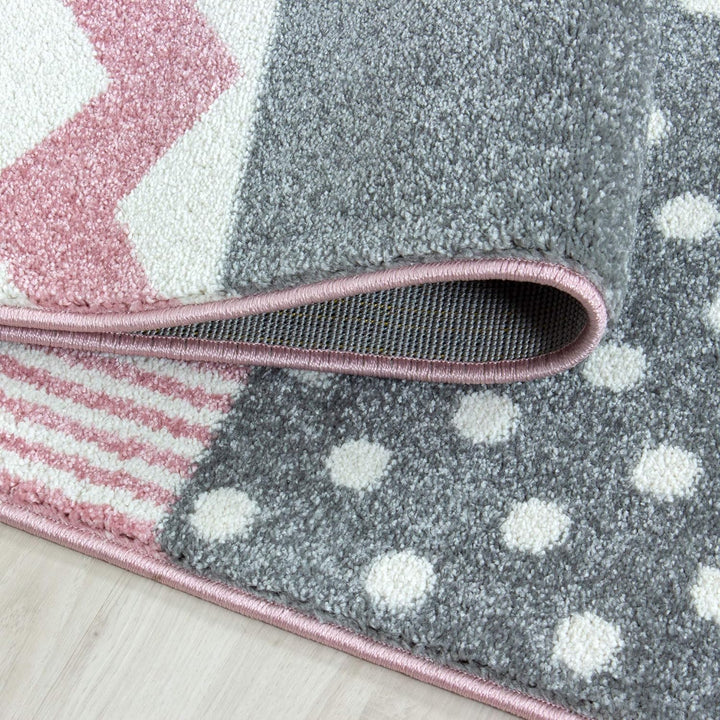 Kinderteppich Herz und Stern Design Spielteppich Weich & Soft Babyzimmer Spielzimmer Kinderzimmer Te