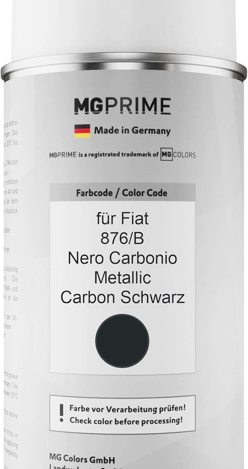MG PRIME Autolack 2K Spraydosen Set für Fiat 876/B Nero Carbonio Metallic/Carbon Schwarz Basislack 2