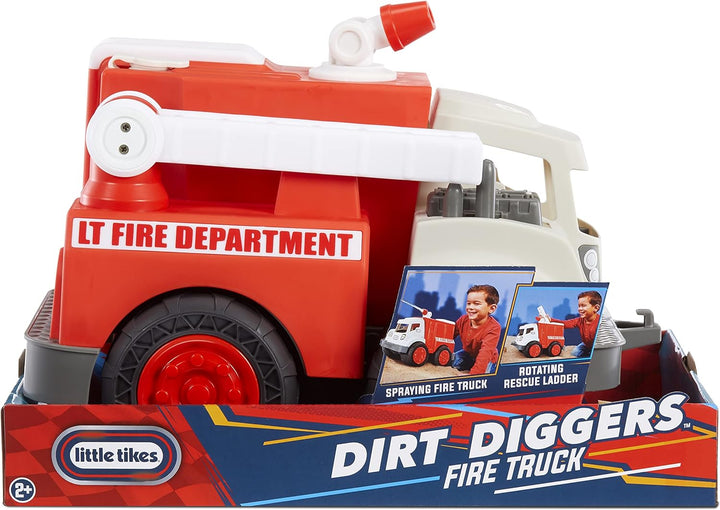 little tikes 655791EUC Dirt Digger Feuerwehrwagen für Kleinkinder-Spritzt Wasser-Ausziehbare, drehba