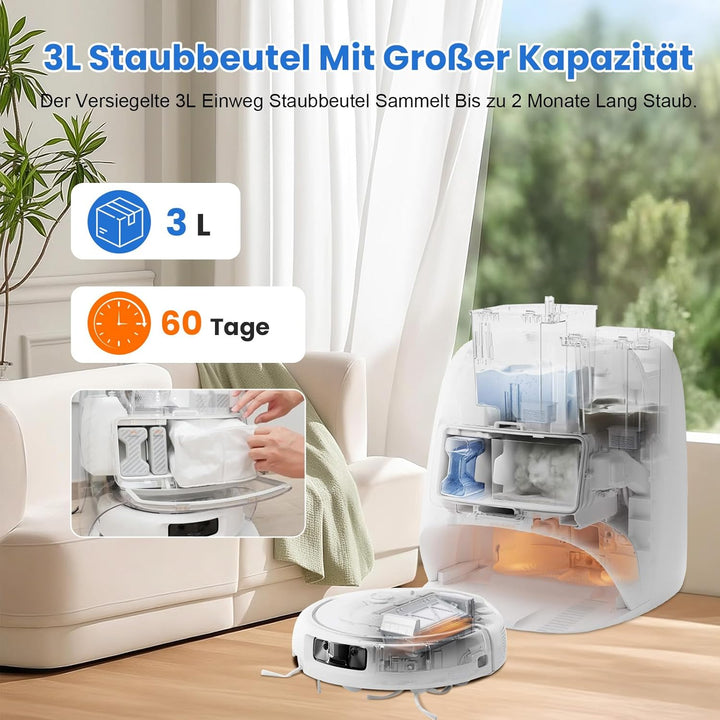 24 Stück Zubehör für DJI ROMO S/Romo P/Romo A Saugroboter, 2 Hauptbürste, 6 Staubbeutel, 6 Wischpads