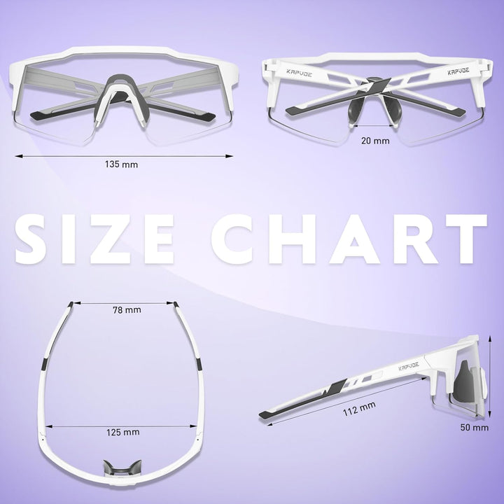 KAPVOE Photochromatische Selbsttönend Fahrradbrille TR90 Rahmen für Herren Damen Jungen Mädchen Klar