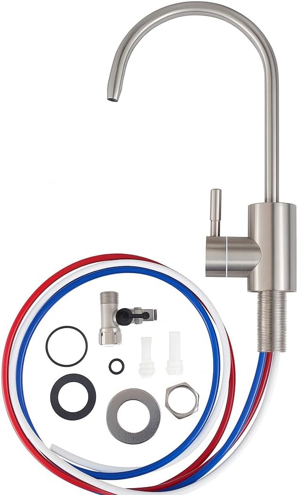AORA® Ein-Weg-Wasserhahn SOFIA kompatibel mit AMWAY eSPRING Wasserfilter, Edelstahl massiv, Einweg W
