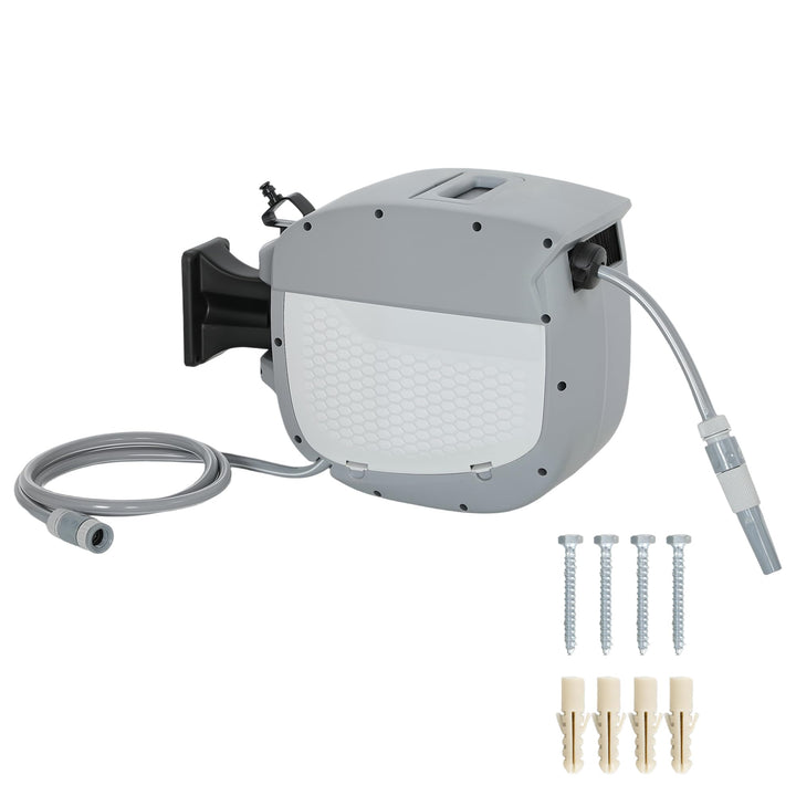 Outsunny Schlauchtrommel mit Gartenschlauch 20 m, 180° schwenkbar Schlauchbox mit automatische Aufro
