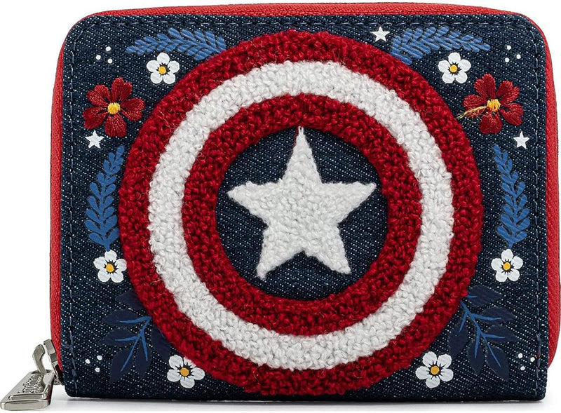 LOUNGEFLY Unisex Kinder Mvwa0157 x Marvel Captain America 80th Anniversary Floral Shield Zip-Around