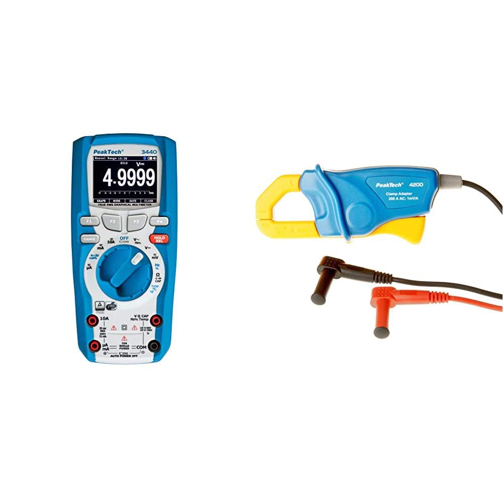 PeakTech 18157 True RMS Profi-Multimeter und PeakTech 200 Stromklemmenadapter-AC für Digitalmultimet