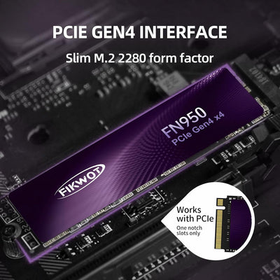 Fikwot FN950 2TB M.2 PCIe Gen4 Internes Solid State Drive mit Graphene Kühlaufkleber - Bis zu 4800 M