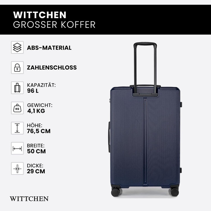 WITTCHEN Stripes Line Grosser Koffer 76,5 x 50 x 29 cm (XL) | Hartschalen-Trolley ABS 96 l, 4 Rollen