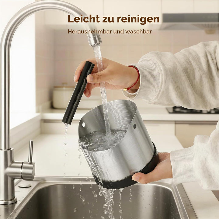 VINATO Edelstahl Abklopfbehälter 1,2L für Siebträger, Espresso Knock Box mit abnehmbarer Klopfstange